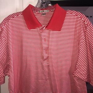 Peter Millar Men’s Performance Striped Polo Red Large